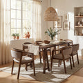 Christopher Knight Home Hartwell Mid Century 7 Piece Dining Set With Wood Upholstered Armchairs