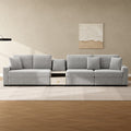 Christopher Knight Home Havencrest 132.5 Modern Upholstered Modular Sofa With Storage Armrest Center Console