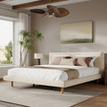 Christopher Knight Home Havenoak Modern Upholstered Bed Frame With Chunky Headboard