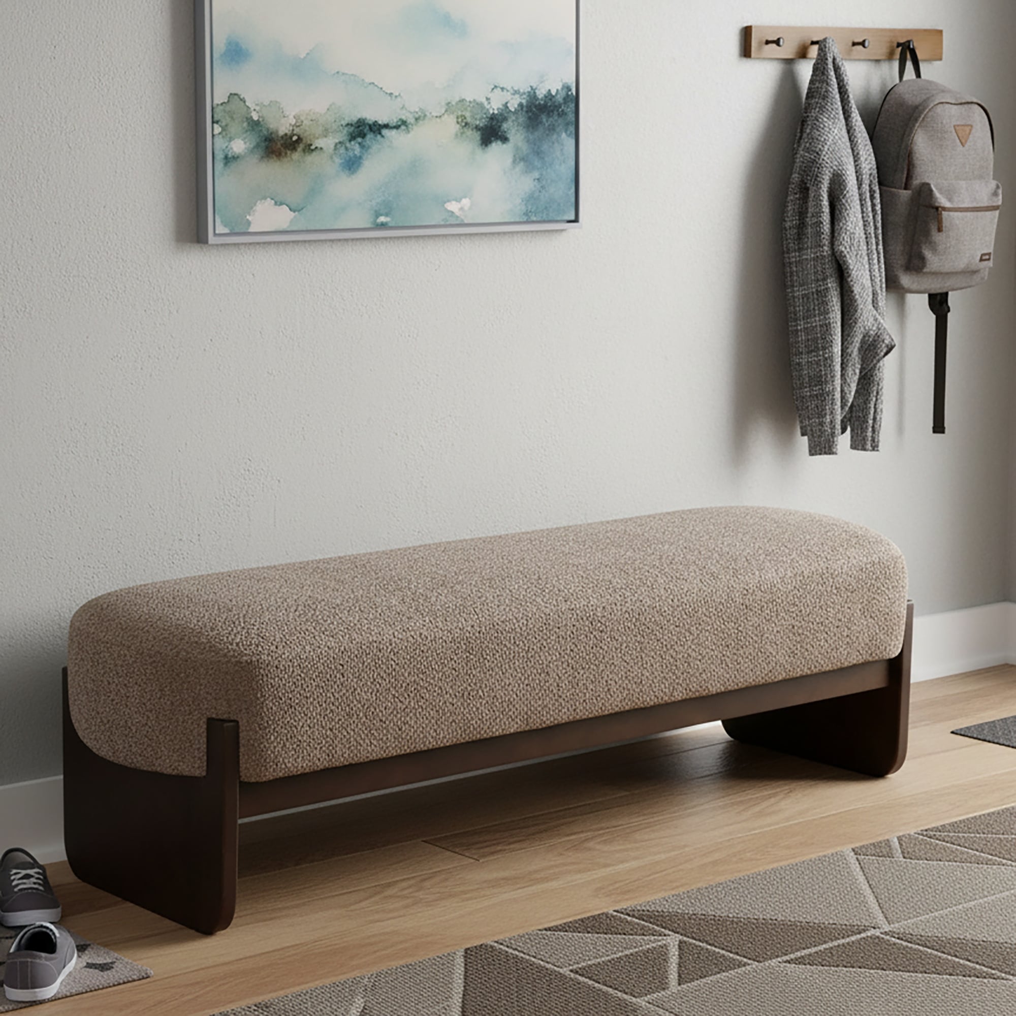 Christopher Knight Home Havenport Modern Upholstered Bench With Textured Loop Yarn Fabric