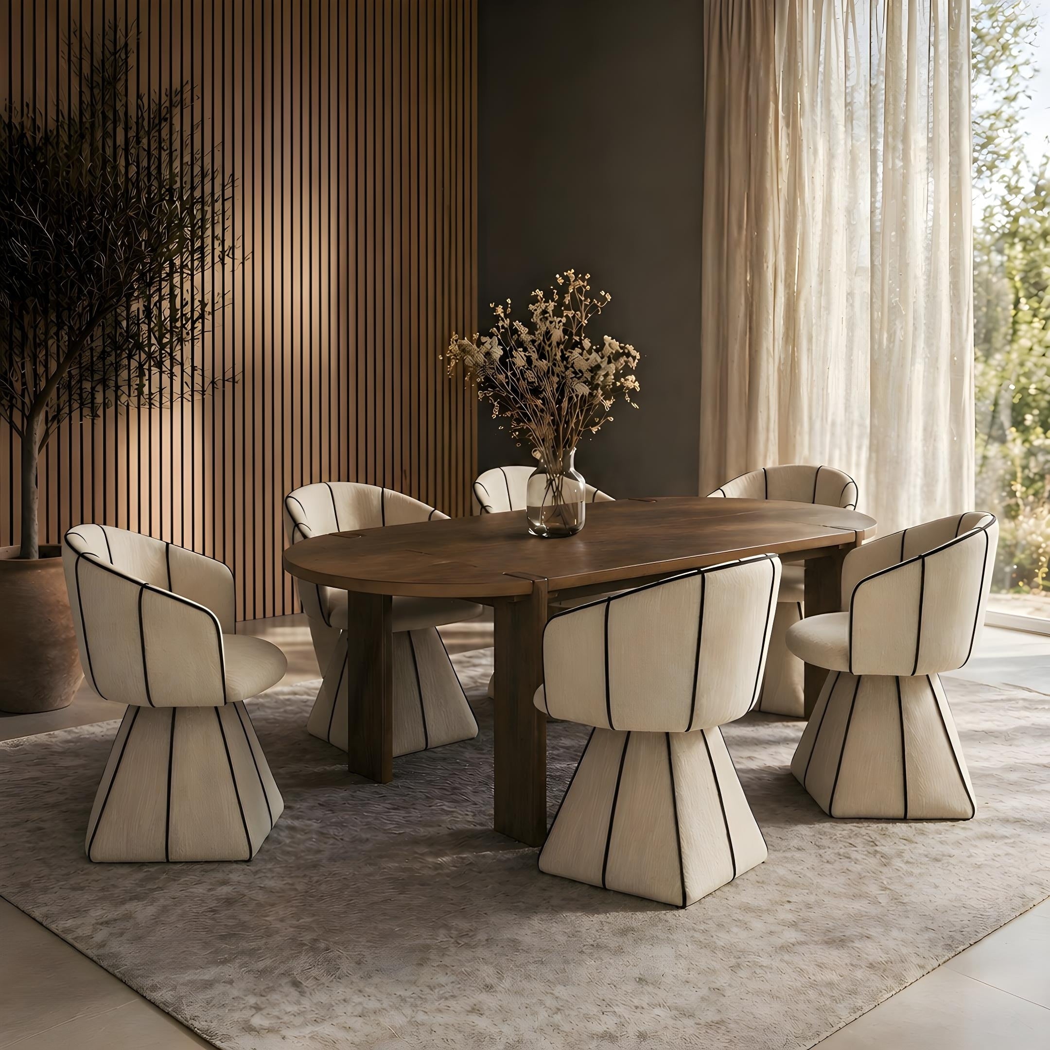 Christopher Knight Home Hawthorne 7 Piece Oval Dining Set Solid Wood With Auto Return Swivel Chairs