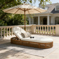 Christopher Knight Home Hilliard Outdoor Acacia Wood Curved Chaise Lounge With Water Resistant Cushion