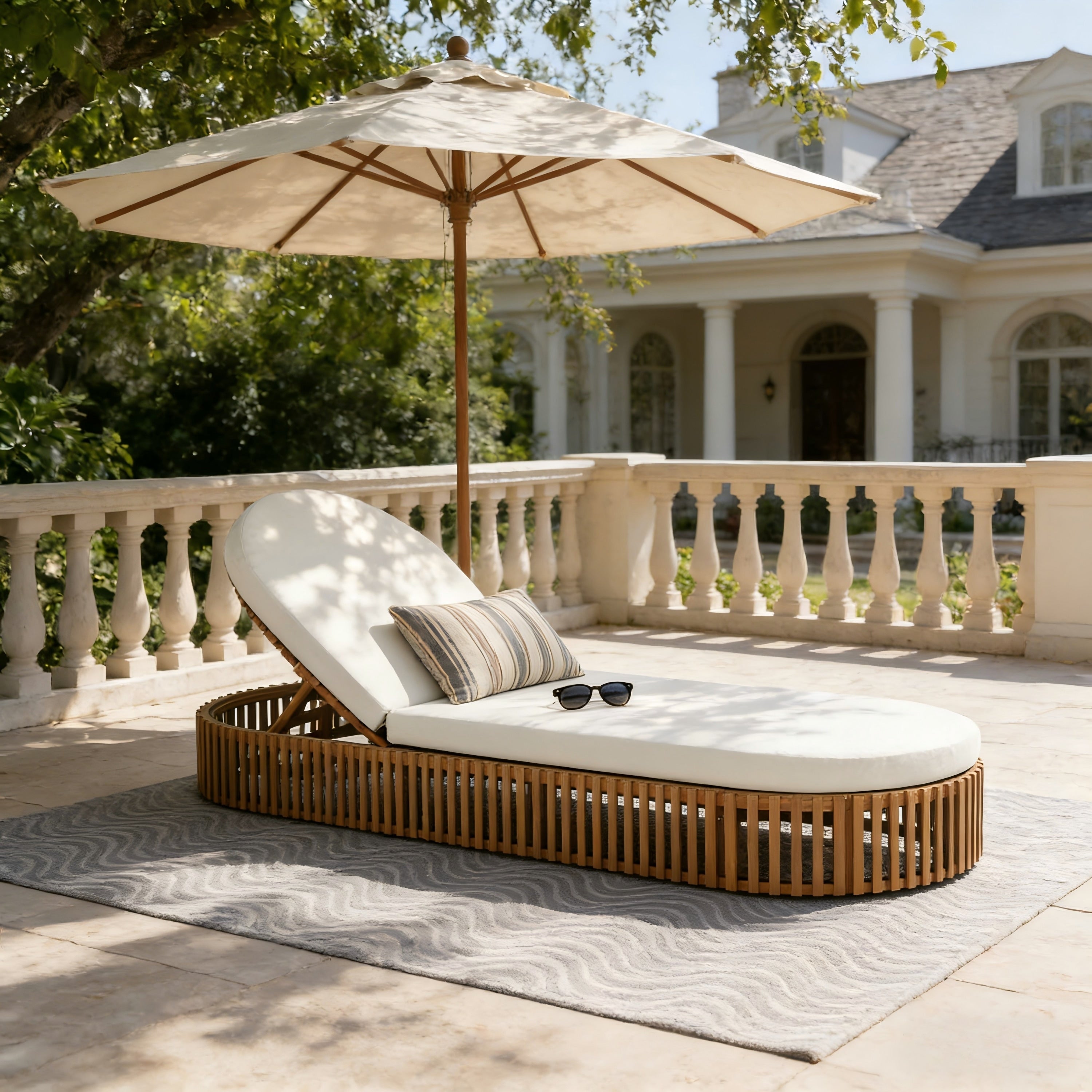 Christopher Knight Home Hilliard Outdoor Acacia Wood Curved Chaise Lounge With Water Resistant Cushion