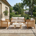 Christopher Knight Home Isabella Outdoor 3 Piece Acacia Wood Patio Conversation Set With Removable Cushions 3 Piece Set