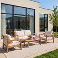 Christopher Knight Home Isla 4 Piece Outdoor Patio Conversation Set With Acacia Wood Frame And Water Resistant Cushions