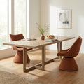 Christopher Knight Home Janice Modern Dining Table 95 L Rectangle Wooden Frame Wood Veneer Top Geometric Cross Base