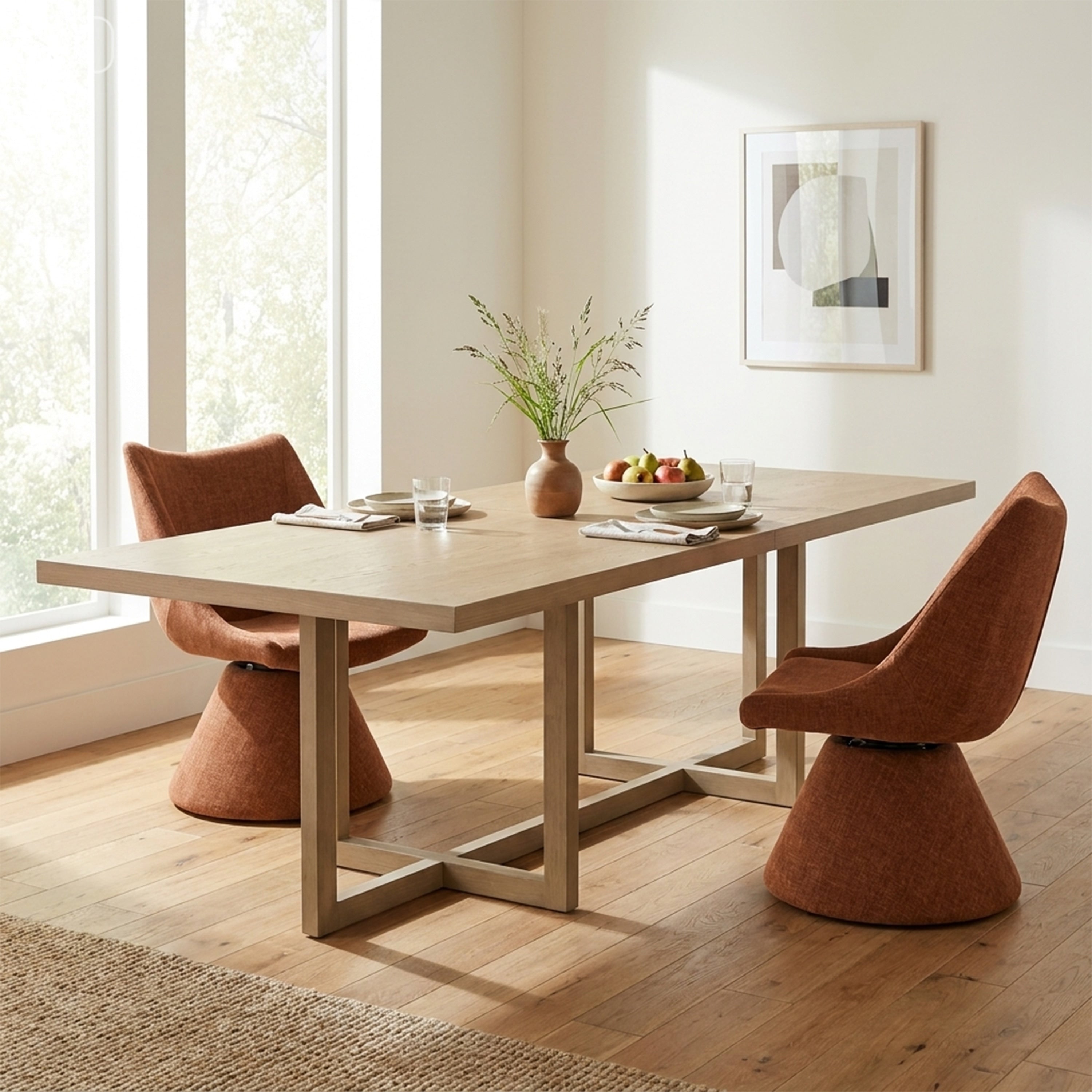 Christopher Knight Home Janice Modern Dining Table 95 L Rectangle Wooden Frame Wood Veneer Top Geometric Cross Base