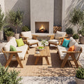 Christopher Knight Home Klyvor Outdoor Conversation Set With Acacia Wood Frames And Deep Seat Cushions