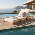 Christopher Knight Home Laguna Outdoor Chaise Lounge Acacia Wood Recliner With Adjustable Backrest And Water Resistant Cushion