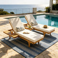 Christopher Knight Home Laguna Outdoor Chaise Lounge Set Solid Wood With Adjustable Reclining Backrests And Convertible Design
