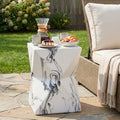 Christopher Knight Home Geometric Lightweight Hourglass Accent Side Table With Faux Marble Finish For Indoor Outdoor