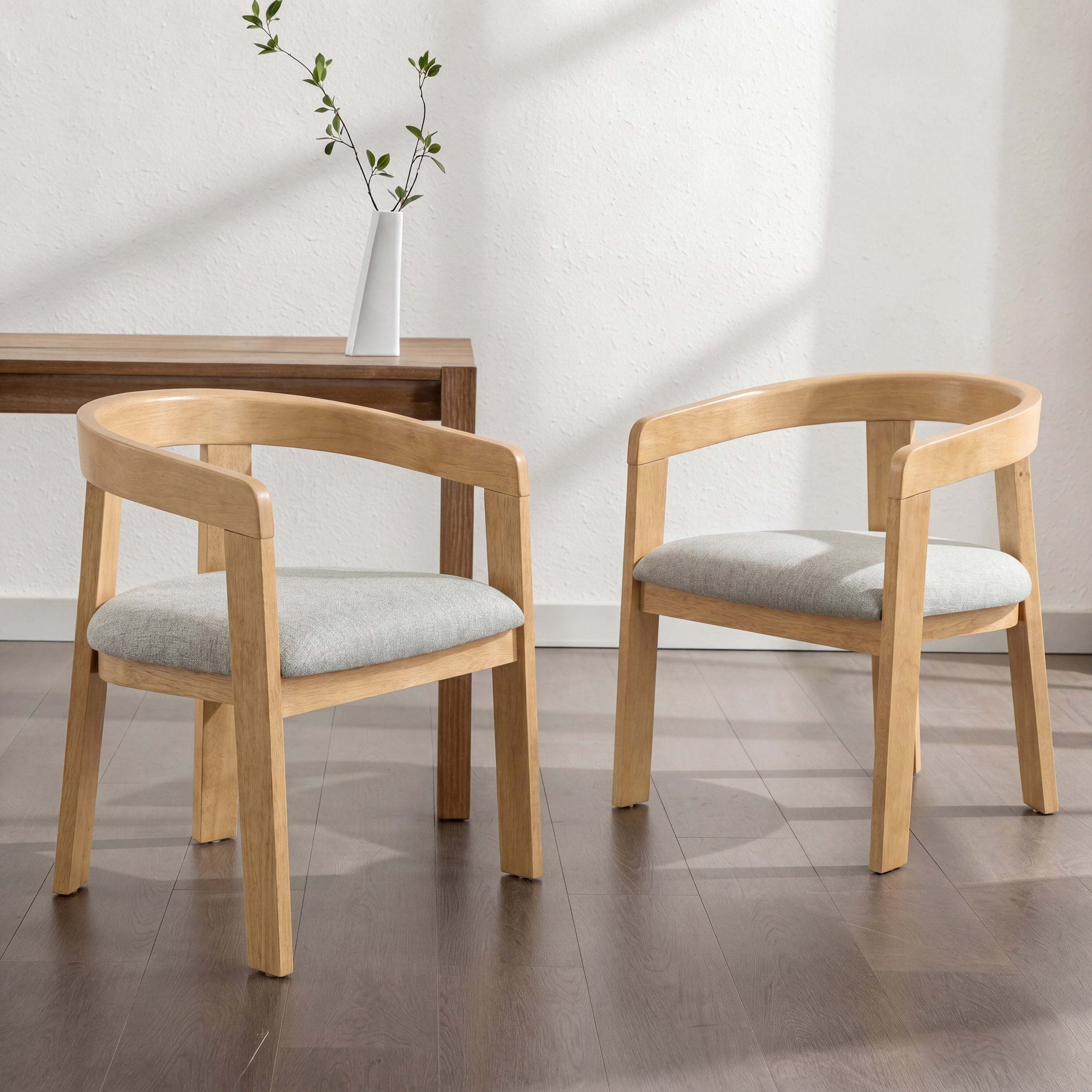 Christopher Knight Home Linden Mid Century Dining Chairs Set With Wooden Frame Upholstered Seat Barrel Armrest Design