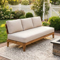 Christopher Knight Home Lucas Outdoor Sofa Acacia Wood Frame 3 Seater Patio Design With Cushioned Comfort