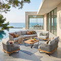 Christopher Knight Home Lucca Outdoor Acacia Wood Rope Woven 6 Piece Sectional Sofa Set With Coffee Table Patio