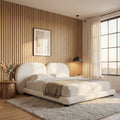 Christopher Knight Home Lunara Modern Teddy Fleece Upholstered Platform Bed Frame With Split Headboard Heavy Duty Support