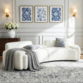 Christopher Knight Home Lunaria 122 Modern Upholstered Curved Sofa With 2 Damask Pattern Pillows
