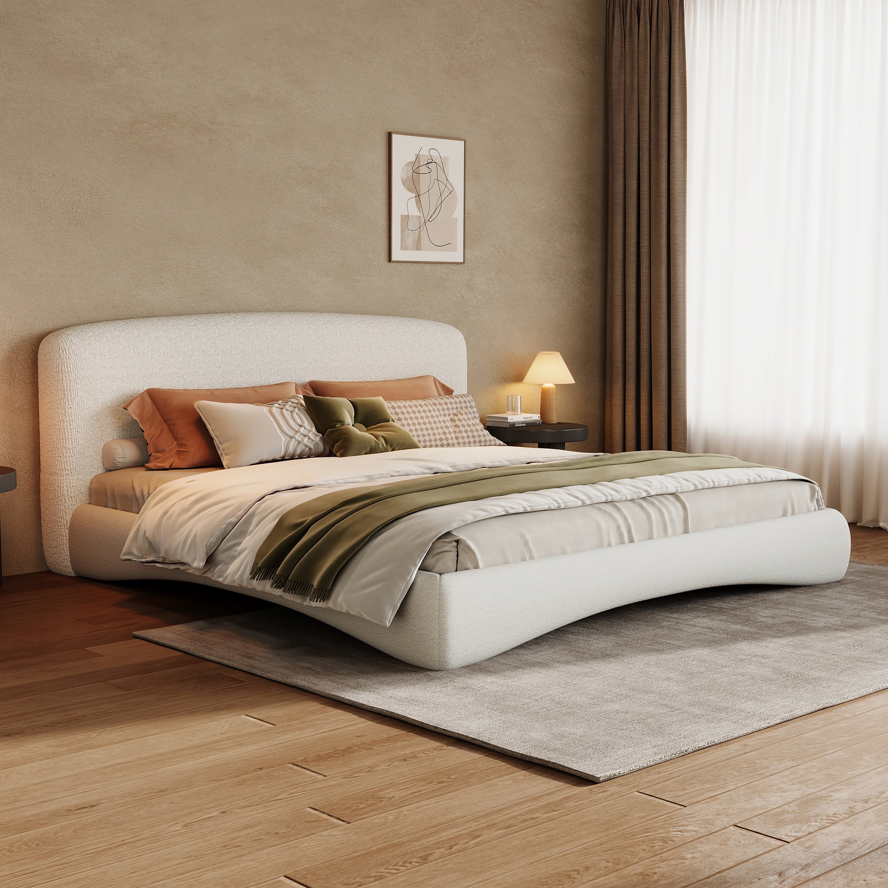 Christopher Knight Home Lunera Modern Upholstered Bed With Smart Ambient Lighting