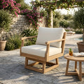 Christopher Knight Home Malibu Outdoor Swivel Chair In Solid Acacia Wood With 360 Degree Rotation And Cushions Included