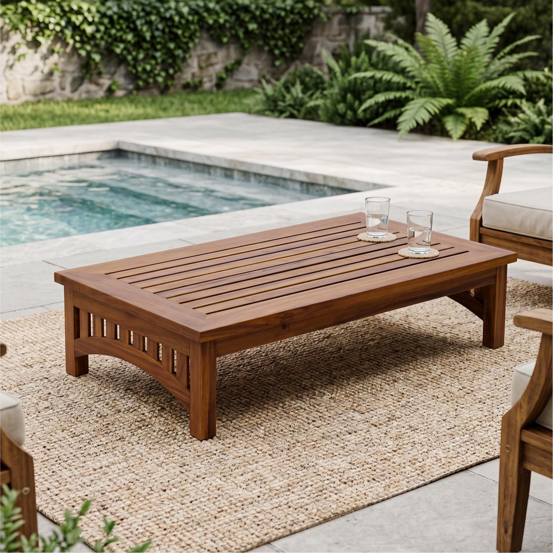 Christopher Knight Home Marcus Outdoor Coffee Table Acacia Wood Slatted Top Mid Century Patio Design With Drainage Feature