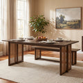 Christopher Knight Home Marlow Dining Table Rubber Wood With Coffee Rattan Accents For 6 Person Seating