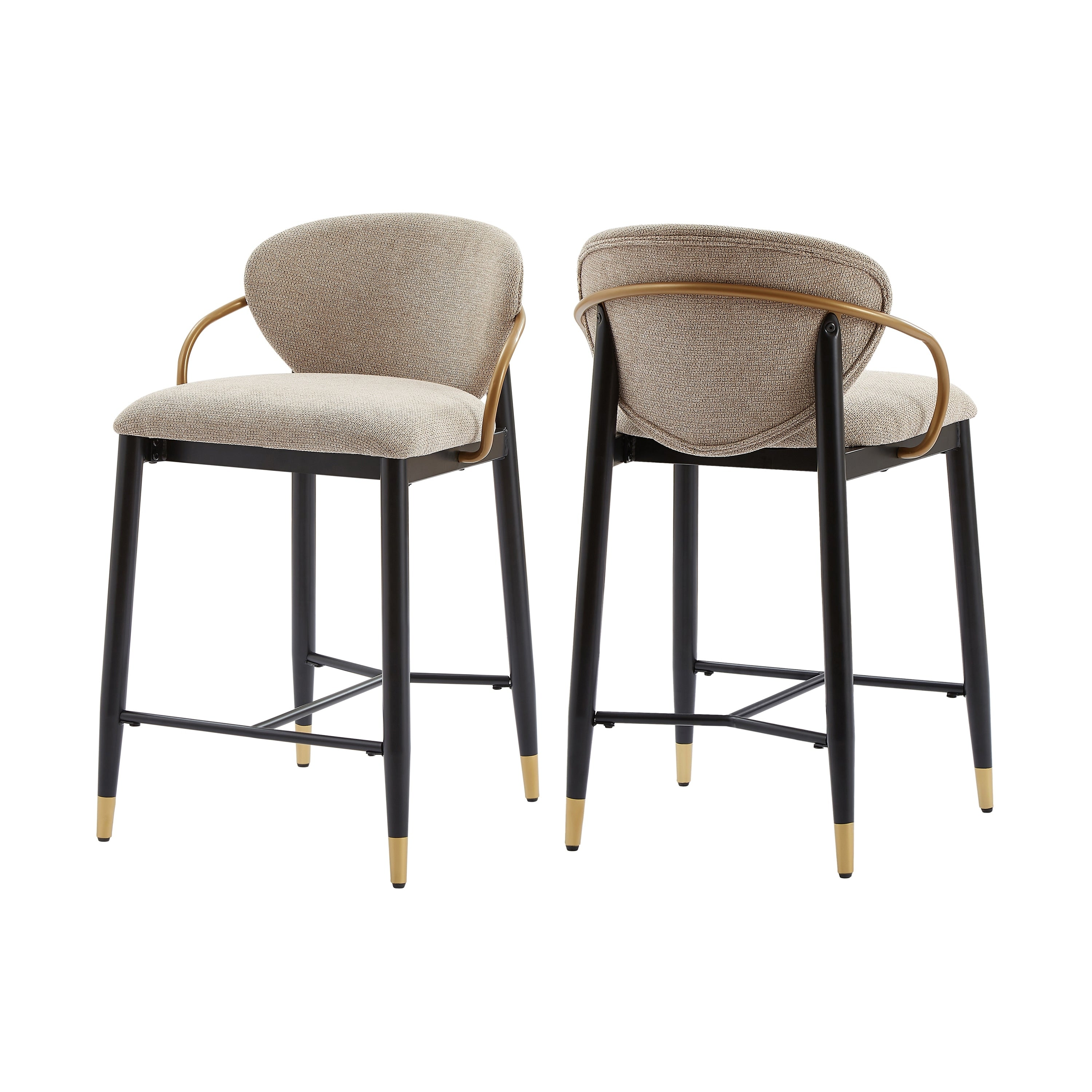 Christopher Knight Home Mateo Modern Upholstered Counter Stool Set Of 2 With Metal Frame And Supportive Back Design