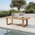 Christopher Knight Home Mid Century 47.24 Rectangle Outdoor Acacia Wood Coffee Table With Slatted Tabletop Rounded Edges