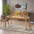 Christopher Knight Home Mid Century 5 Piece Set Wood Dining Table Set With 4 Upholstered Arm Chairs