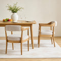 Christopher Knight Home Mid Century 5 Piece Set Wood Dining Table Set With 4 Upholstered Arm Chairs
