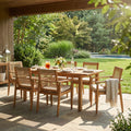 Christopher Knight Home Mid Century 7 Piece Outdoor Patio Dining Set With Expandable Acacia Wood Table Rope Weave Armchairs