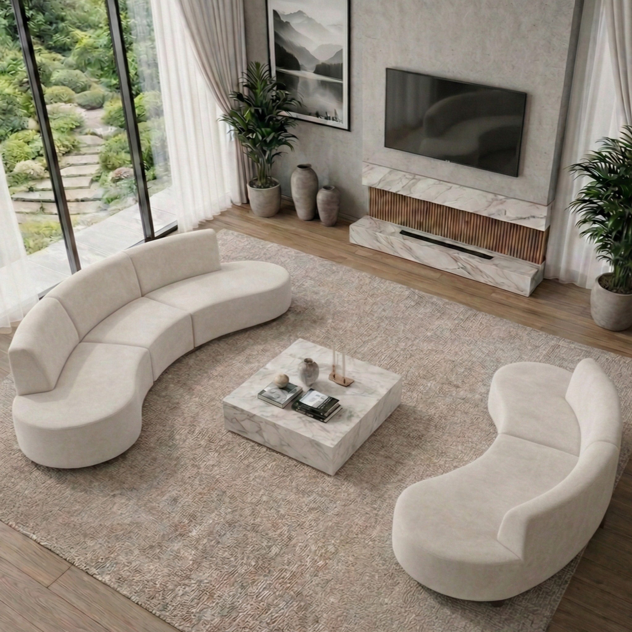 Christopher Knight Home Mid Century Modern Chenille 5 Piece Upholstered Sectional Sofa Set