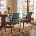 Christopher Knight Home Mid Century Modern Upholstered Wood Dining Arm Chairs With Ergonomic Armrests Backrest Set Of 2