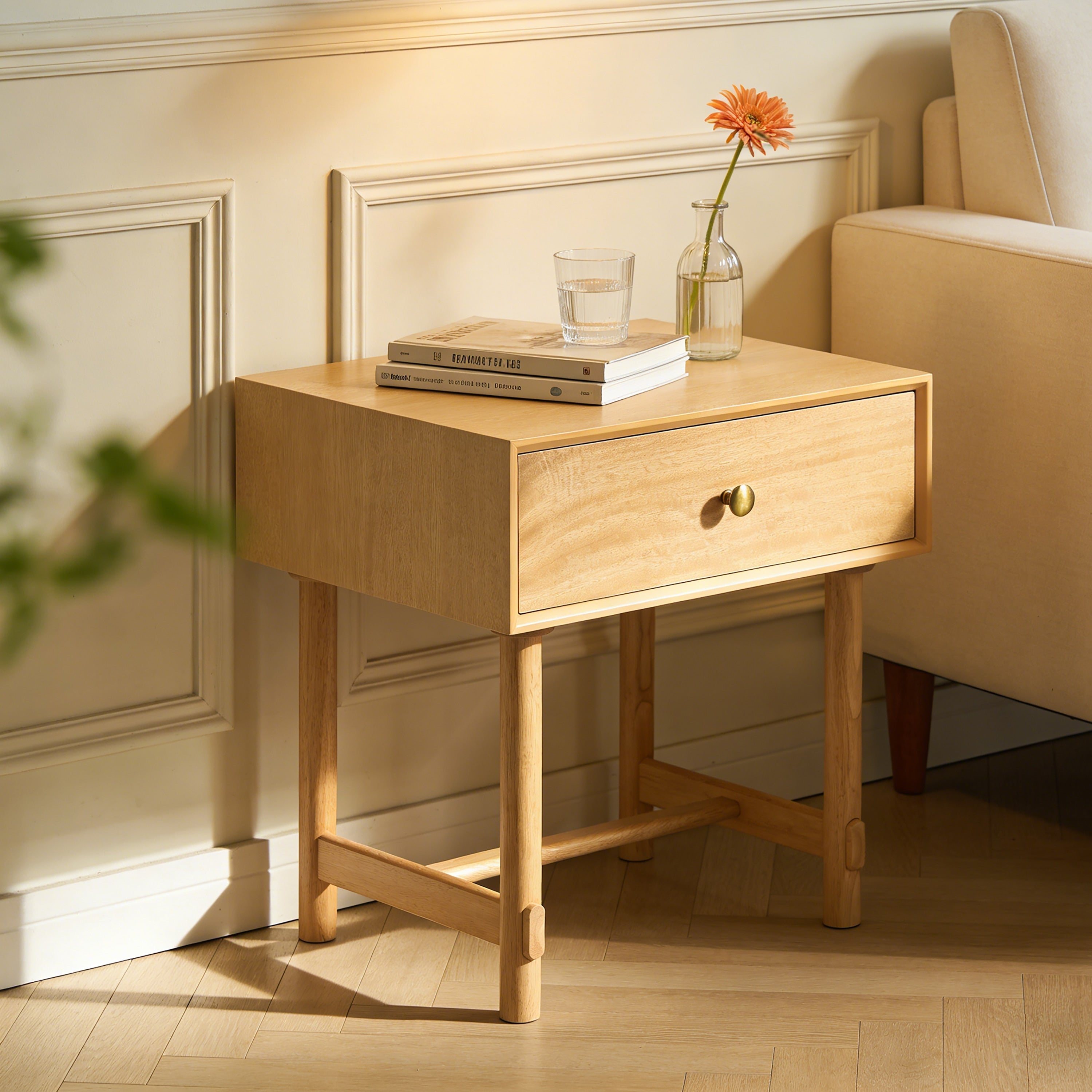 Christopher Knight Home Mid Century Mordern Wooden Nightstand With Single Storage Drawer