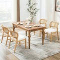 Christopher Knight Home Set Of 2 Mid Century Rattan Dining Chair With Solid Wood Frame And Upholstered Seat