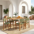 Christopher Knight Home Millie 7 Piece Outdoor Acacia Wood Dining Set With Woven Wicker Chairs 59 Rectangular Slat Table