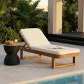 Christopher Knight Home Milos Outdoor Acacia Wood Chaise Lounge With Adjustable Backrest Water Resistant Cushioned Seat