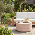 Christopher Knight Home Modern 27.5 Round Travertine Lightweight Concrete Mgo Coffee Table For Indoor And Outdoor Use