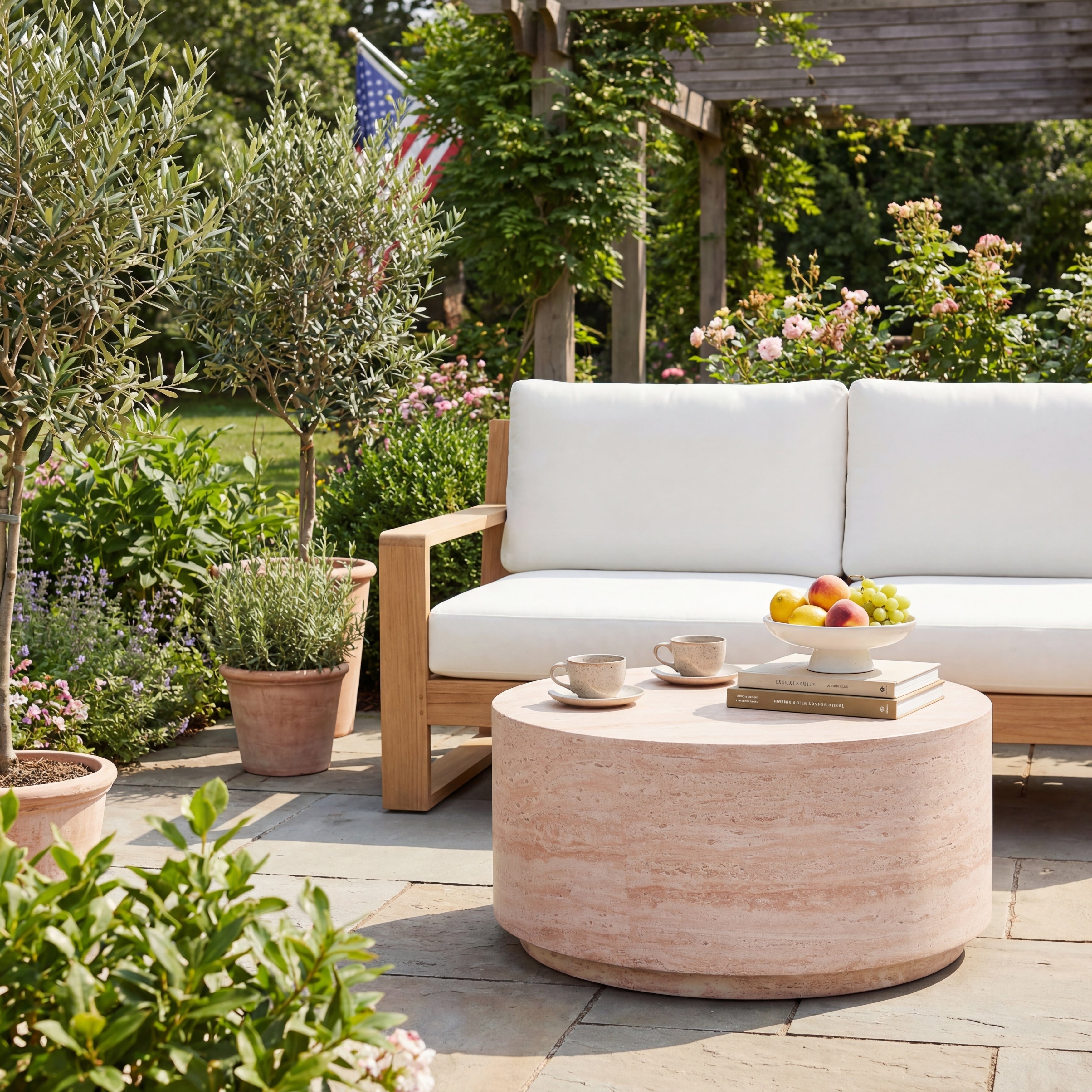 Christopher Knight Home Modern 27.5 Round Travertine Lightweight Concrete Mgo Coffee Table For Indoor And Outdoor Use