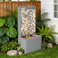 Christopher Knight Home Modern 30.71 H Metal Water Wall Fountain With Led Lights Leaf Cutout Design