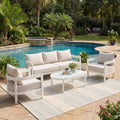 Christopher Knight Home Modern 4 Piece Outdoor Aluminum Patio Conversation Set With Oval Glass Coffee Table Cushions