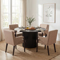 Christopher Knight Home Modern 5 Piece Wood Top Round Dining Table Set With Upholstered Dining Chairs