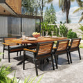 Christopher Knight Home Brielle 7 Piece Modern Acacia Wood Iron Frame Outdoor Dining Set With Removable Cushions