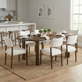 Christopher Knight Home Modern 7 Piece Dining Set With Oval Wood Dining Table Linen Upholstered Dining Chairs