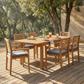 Christopher Knight Home Modern 7 Piece Solid Acacia Wood Extendable Outdoor Dining Set With Cushioned Armchairs