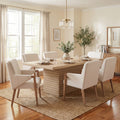 Christopher Knight Home Modern 7 Piece Wood Top Rectangular Dining Table Set With Upholstered Dining Chairs