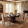 Christopher Knight Home Modern 7 Piece Wood Top Rectangular Dining Table Set With Upholstered Dining Chairs