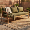 Christopher Knight Home Modern Acacia Wood Outdoor 3 Seater Sofa With Waterproof Cushions And Thick Foam Comfort Seating