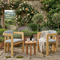 Christopher Knight Home Modern Acacia Wood Outdoor Dining Chair Set Of 2 With Cushioned Seat And Ergonomic Curved Backrest