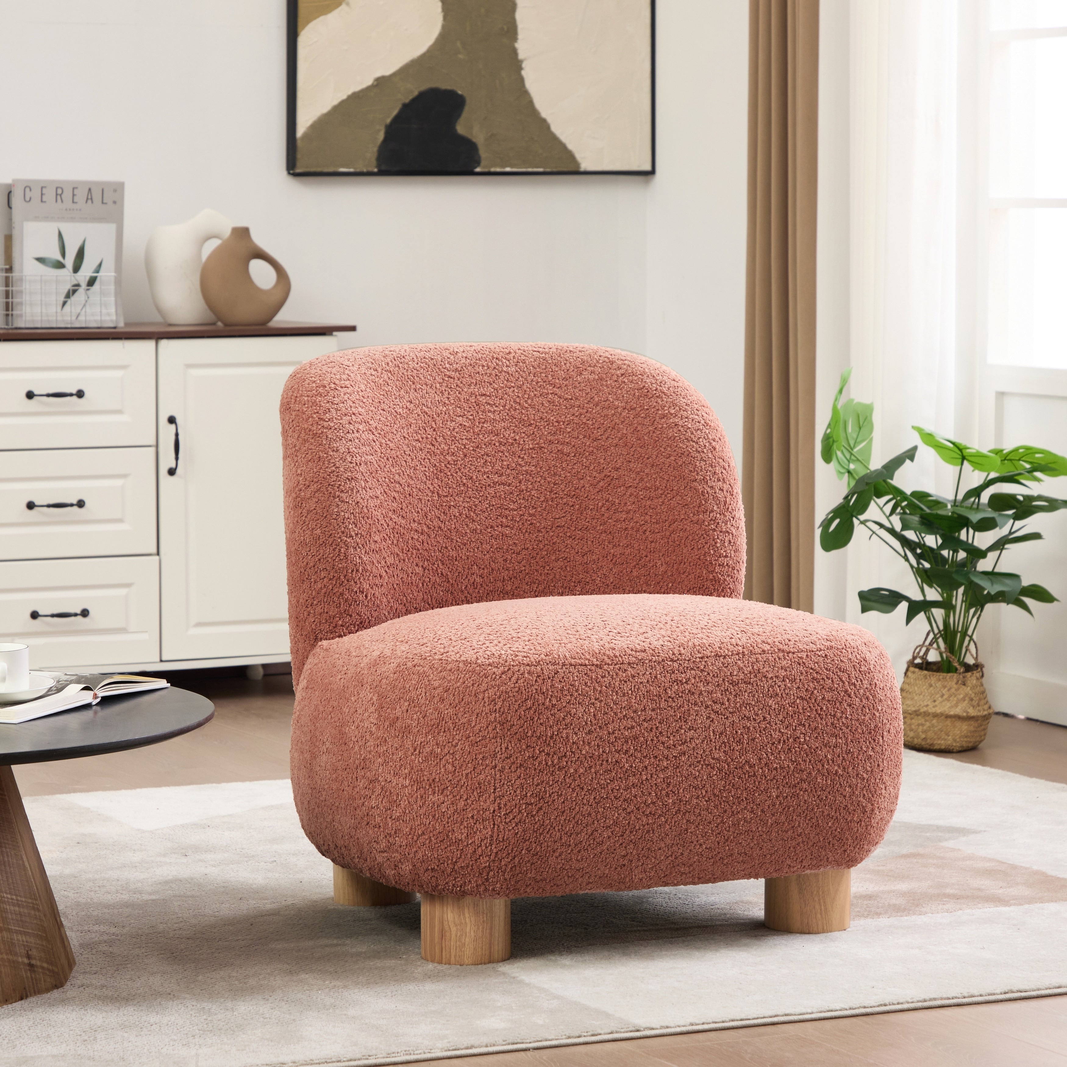 Christopher Knight Home Modern Boucle Upholstered Accent Chair With Solid Rubberwood Legs