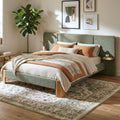 Christopher Knight Home Modern Boucle Upholstered Platform Bed With Built In Floating Shelves