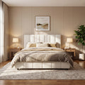 Christopher Knight Home Modern Boucle Upholstered Platform Bed With Vertical Tufted Headboard